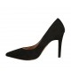 ﻿Women's pointy pump in black suede heel 9