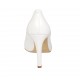 ﻿Woman's pointy pump shoe in white leather heel 9