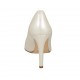 ﻿Woman's pointy pump in pearled ivory leather heel 9