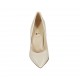 ﻿Woman's pointy pump in pearled ivory leather heel 9