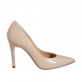 Zapato de salon en charol color desnudo tacon 9 - Tallas disponibles:  31, 32, 33, 34, 42, 43, 44, 45, 46, 47