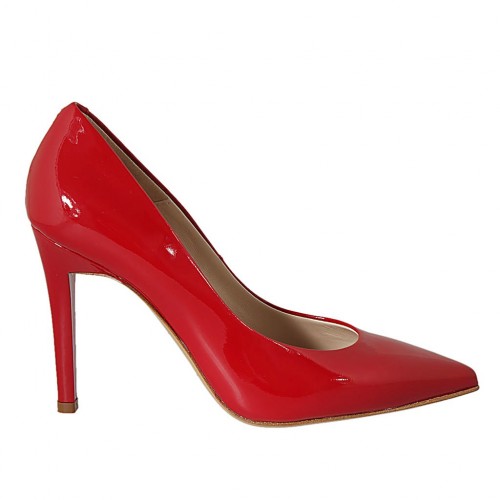 Decolté da donna in vernice rossa tacco 9 - Misure disponibili: 31, 32, 34, 42, 43