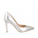 ?Woman's elegant pointy pump in silver laminated leather heel 9 - Available sizes:  32, 33, 34, 42, 43, 44, 45, 46, 47