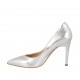?Woman's elegant pointy pump in silver laminated leather heel 9 - Available sizes:  32, 33, 34, 42, 43, 44, 45, 46, 47