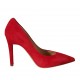 ?Zapato de salón puntiagudo en gamuza roja para mujer tacon 9 - Tallas disponibles:  31, 32, 34, 42, 43, 44, 45, 46
