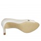 Woman's open toe pump in pearled ivory leather heel 8