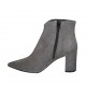 Botines puntiagudos para mujer con cremallera en gamuza gris imprimida brillante tacon 7 - Tallas disponibles:  31, 32, 33, 34, 42, 43, 44, 45, 46, 47