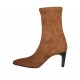 Woman's pointy ankle boot in tan brown elastic suede heel 7 - Available sizes:  31, 32, 33, 34, 42, 43, 44, 45, 46, 47