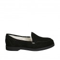 Woman's mocassin in black suede heel 2