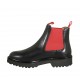 Bottines pour femmes avec élastiques rouges en cuir noir talon 3 - Pointures disponibles:  33, 34, 42, 43, 44, 45
