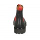 Bottines pour femmes avec élastiques rouges en cuir noir talon 3 - Pointures disponibles:  33, 34, 42, 43, 44, 45