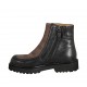 Botin para mujer con cremallera en piel negra y gamuza gris pardo tacon 3 - Tallas disponibles:  33, 34, 42, 43, 44, 45