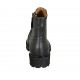 Botin para mujer con cremallera en piel negra y gamuza gris pardo tacon 3 - Tallas disponibles:  33, 34, 42, 43, 44, 45