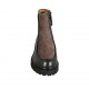 Botin para mujer con cremallera en piel negra y gamuza gris pardo tacon 3 - Tallas disponibles:  33, 34, 42, 43, 44, 45