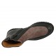 Botin para mujer con cremallera en piel negra y gamuza gris pardo tacon 3 - Tallas disponibles:  33, 34, 42, 43, 44, 45