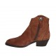 Botines tejanos para mujer con cremallera y puntera bordada en gamuza marron tacon 4 - Tallas disponibles:  34, 42, 43, 44, 45