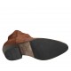 Botines tejanos para mujer con cremallera y puntera bordada en gamuza marron tacon 4 - Tallas disponibles:  34, 42, 43, 44, 45